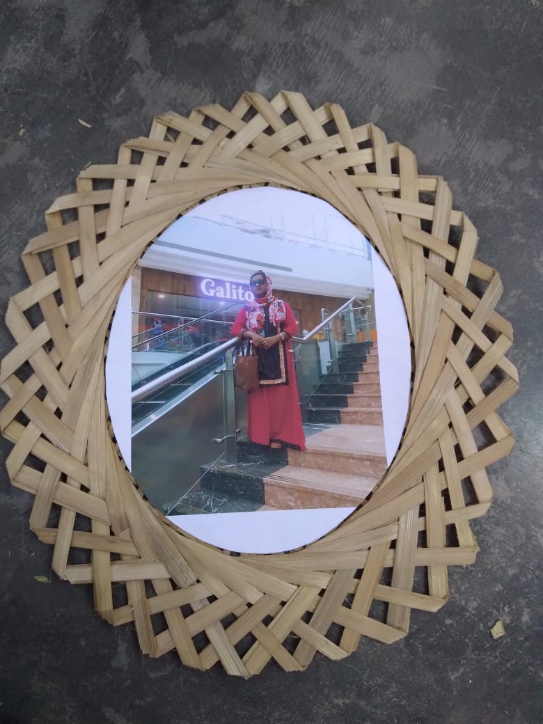 Bamboo photo frame made by trainee